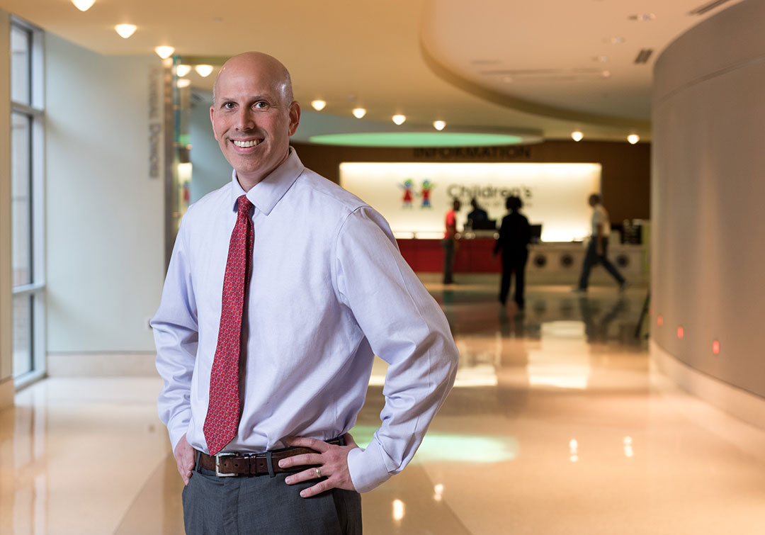 Jon Duke standing in the lobby of the Children's Healthcare of Atlanta building at Egleston.
