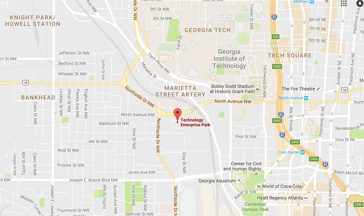 Map showing the location of Technology Enterprise Park